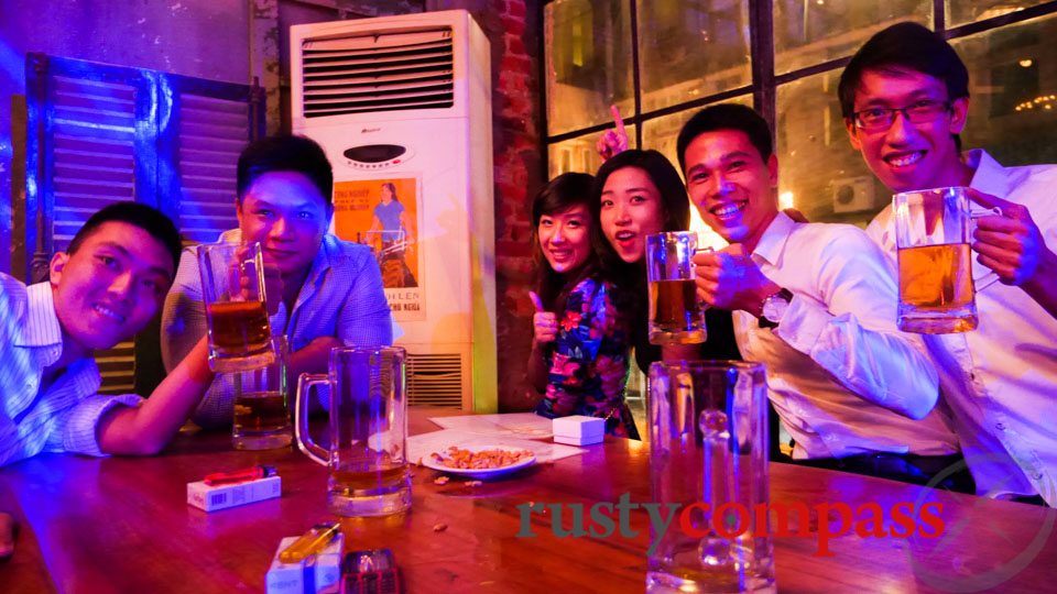 Locals having a night out. Zone 9, Hanoi. It's back to Beer Corner.